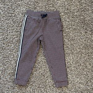 Janie and Jack Houndstooth Trousers with Burgundy Accent